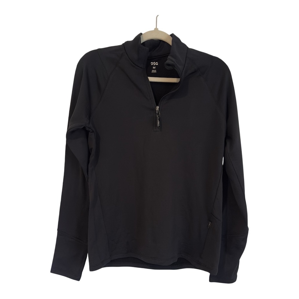 DSG Womens Run Grid 1/4 Zip Pullover Pure Black Fleece Mesh CKP13882CN Size M